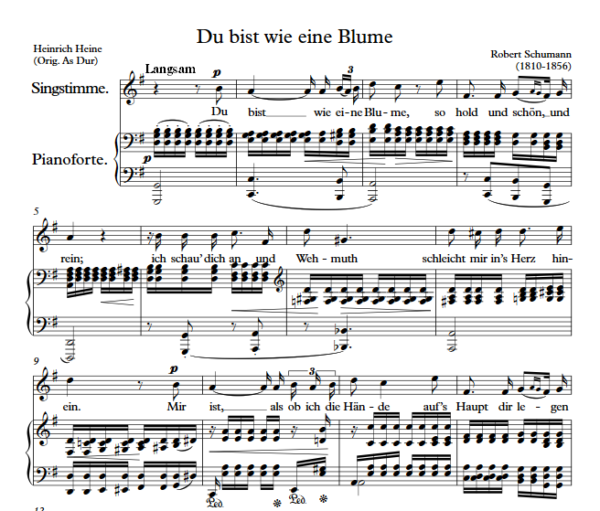 R. Schumann : Du bist wie eine Blume (G Key) PDF Sheet music