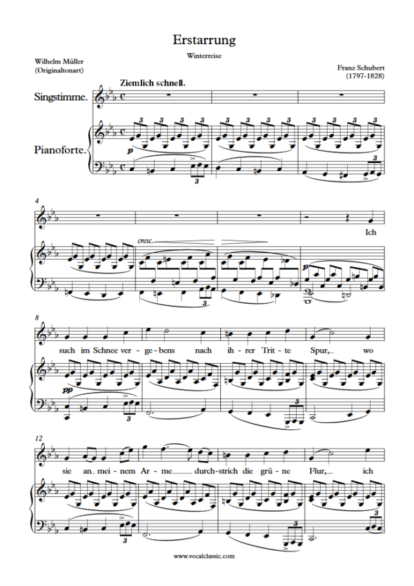 F. Schubert : Erstarrung (C minor Key, Original) PDF – Winterreise Sheet music