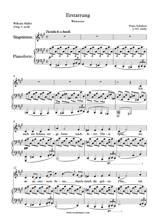 F. Schubert : Erstarrung (F sharp minor Key) PDF – Winterreise Sheet music