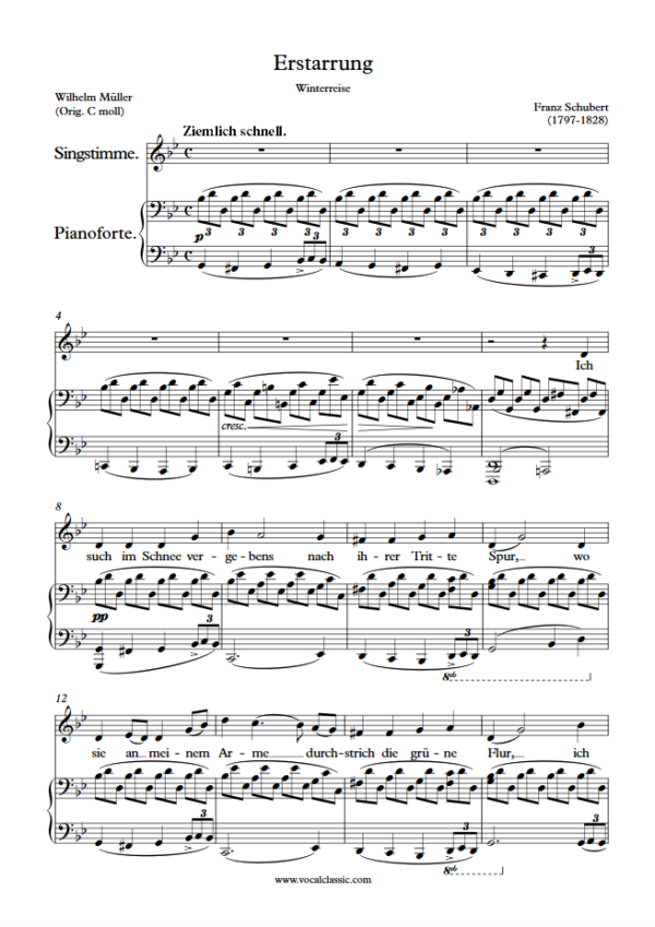 F. Schubert : Erstarrung (G minor Key) PDF – Winterreise Sheet music