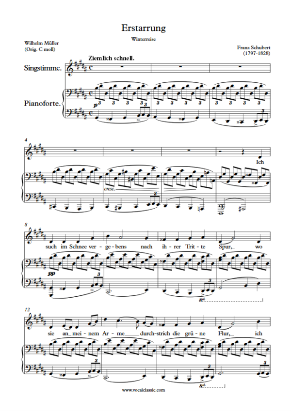 F. Schubert : Erstarrung (G sharp minor Key) PDF – Winterreise Sheet music