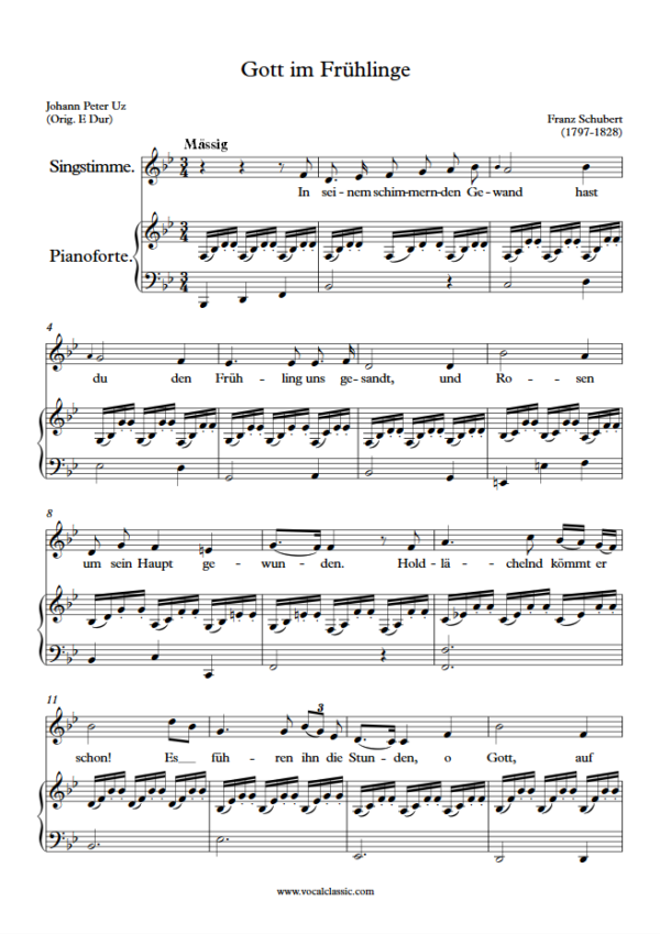 F. Schubert : Gott im Frühlinge (Bb Key) PDF Sheet music