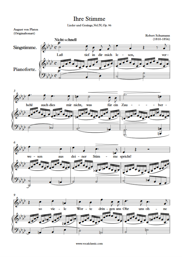 R. Schumann : Ihre Stimme (Ab Key, Original) PDF Sheet music