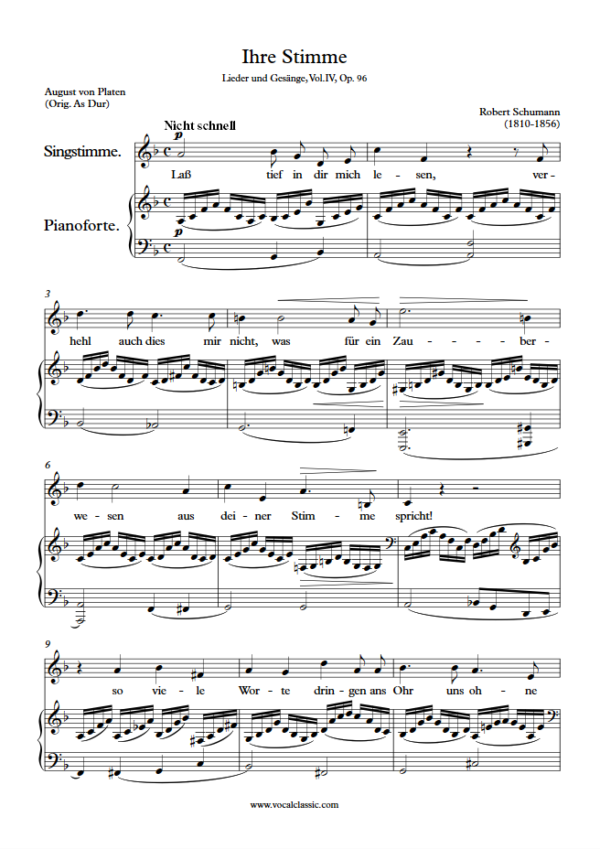 R. Schumann : Ihre Stimme (F Key) PDF Sheet music