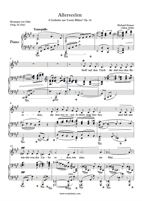 R. Strauss : Allerseelen (A Key) PDF Sheet music