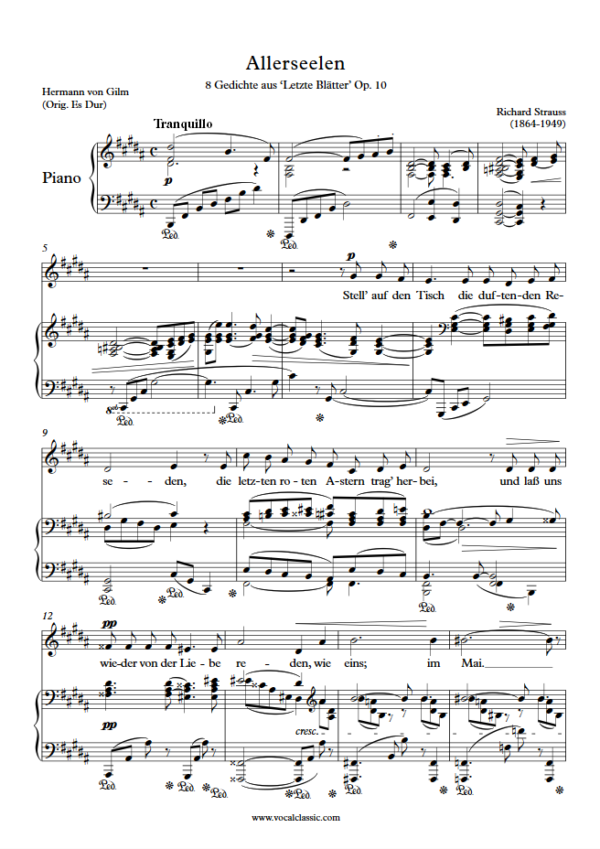 R. Strauss : Allerseelen (B Key) PDF Sheet music