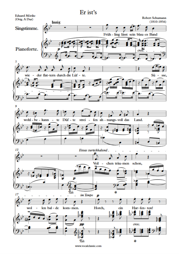 R. Schumann : Er ist’s (Bb Key) PDF Sheet music