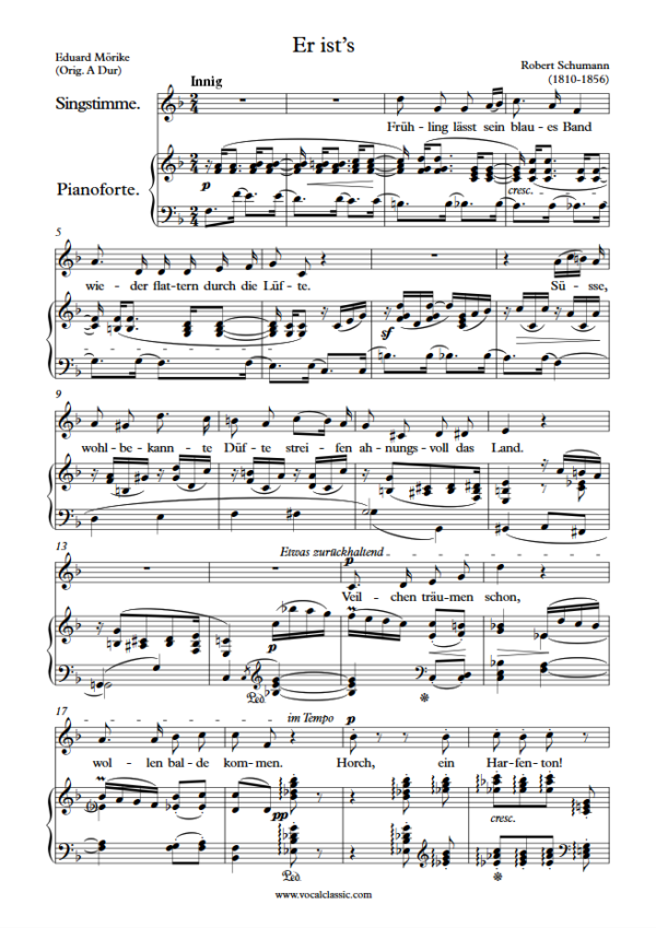 R. Schumann : Er ist’s (F Key) PDF Sheet music