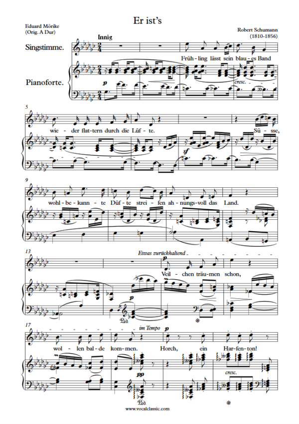 R. Schumann : Er ist’s (Gb Key) PDF Sheet music