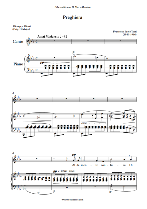 F. P. Tosti : Preghiera (Eb Key) PDF Sheet music