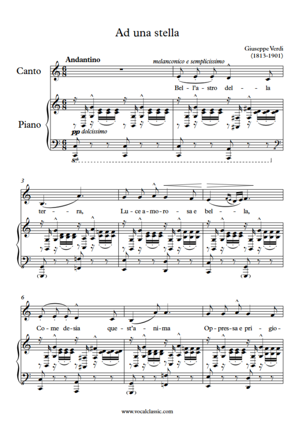 G. Verdi : Ad una stella (C Key) PDF Sheet music