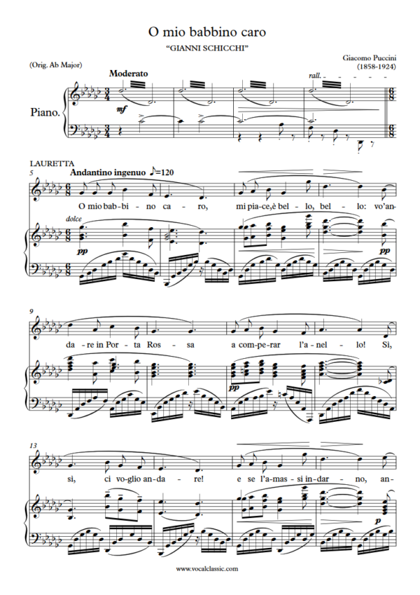 G. Puccini : O mio babbino caro (Gb Key) PDF Sheet music