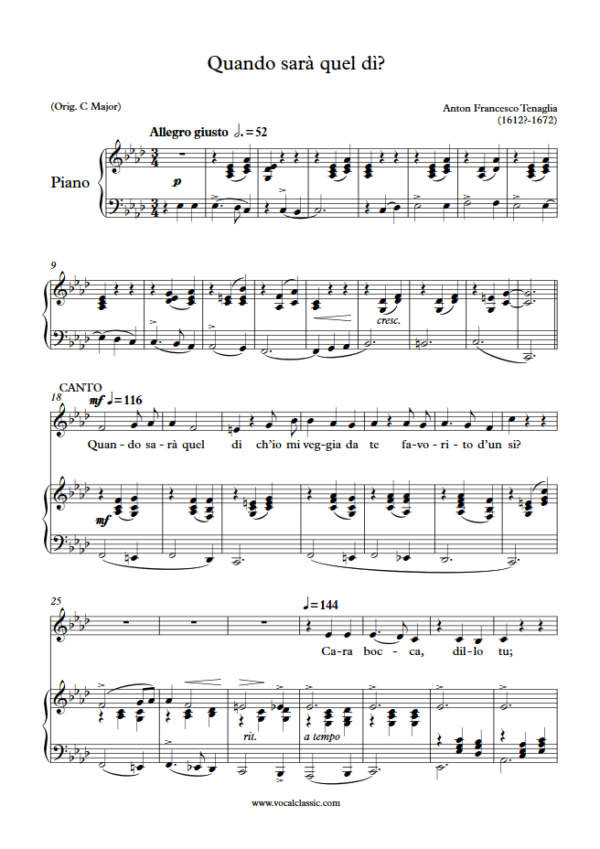 A. F. Tenaglia : Quando sarà quel dì? (Ab Key) PDF Sheet music