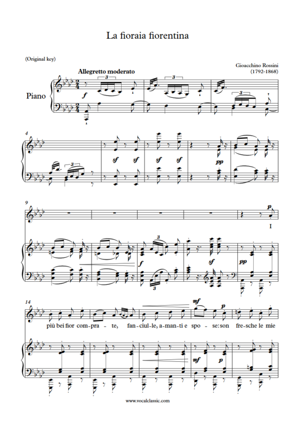 G. Rossini : La fioraia fiorentina (Ab Key, Original) PDF Sheet music