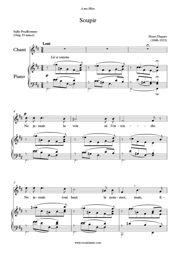 H. Duparc : Soupir (B minor Key) PDF Sheet music