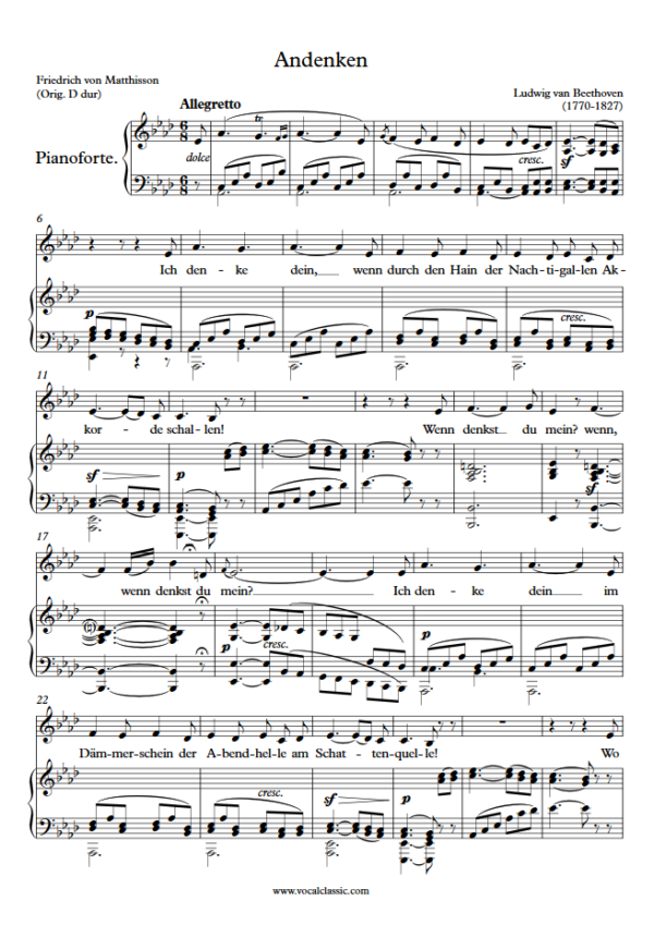 L. v. Beethoven : Andenken (Ab Key) PDF Sheet music