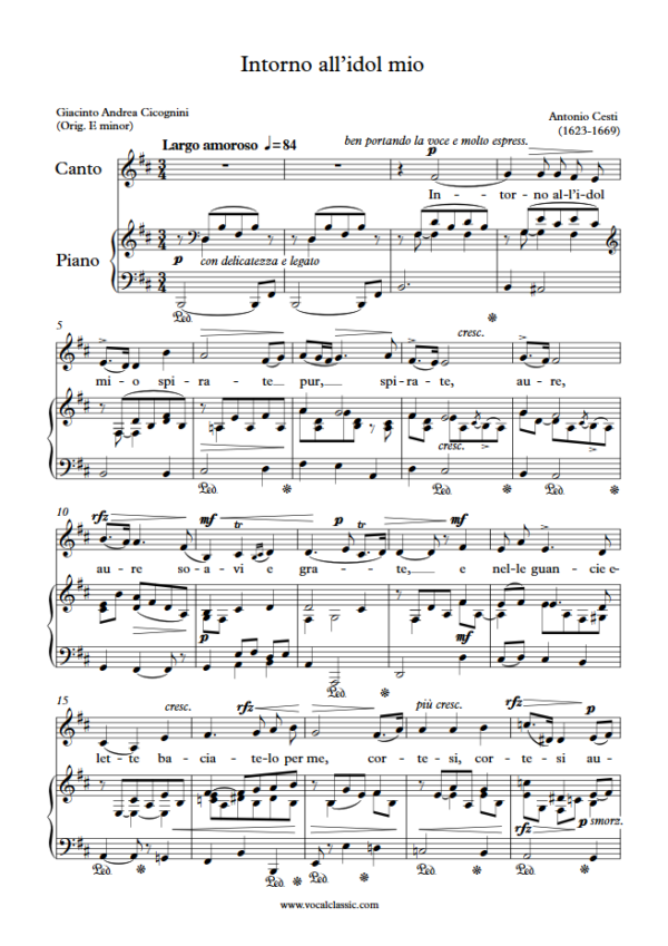 A. Cesti : Intorno all’idol mio (B minor Key) PDF Sheet music