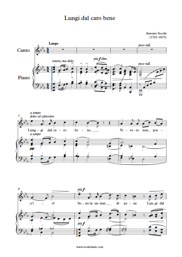 A. Secchi : Lungi dal caro bene (Eb Key) PDF 2023 한예종 여자 입시곡 Sheet music