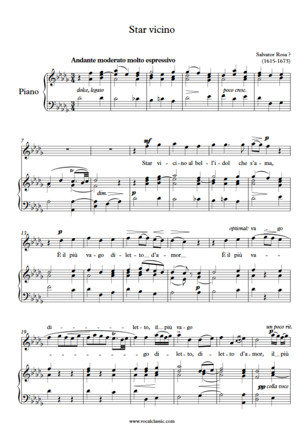 S. Rosa : Star vicino(Db Key) PDF Sheet music