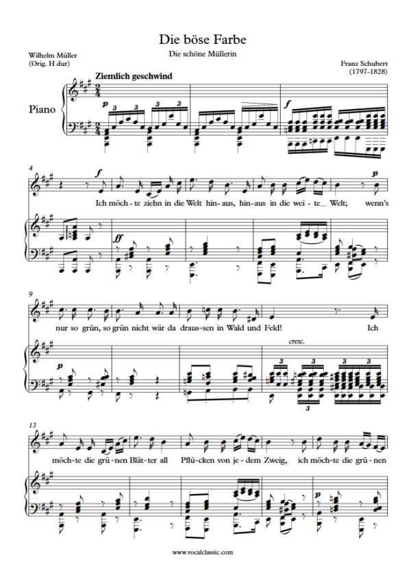 F. Schubert : Die böse Farbe (A Key) PDF Sheet music