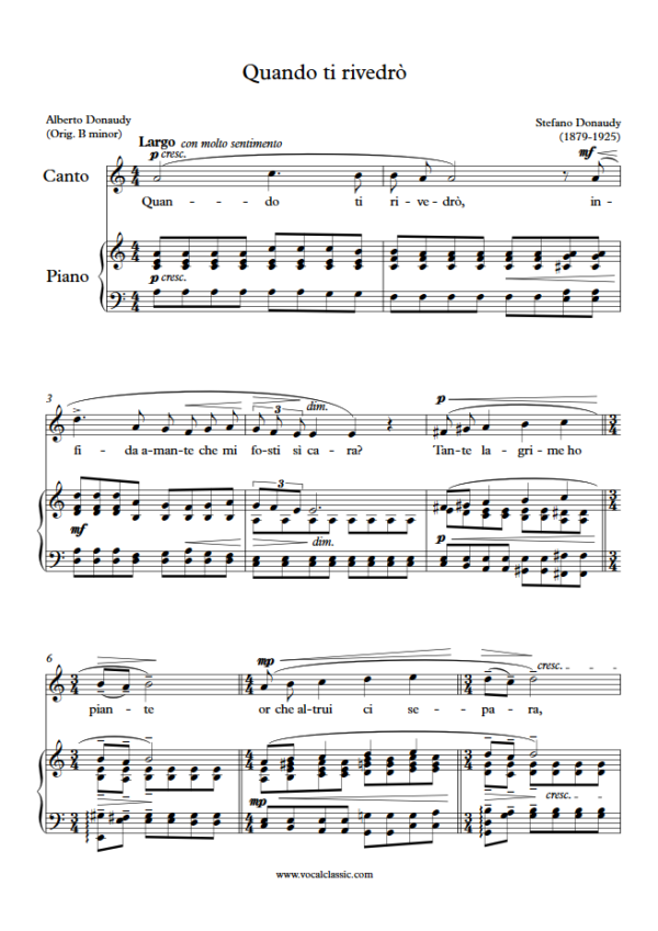 S. Donaudy : Quando ti rivedrò (A minor Key) PDF Sheet music