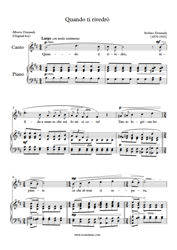 S. Donaudy : Quando ti rivedrò (B minor Key, Original) PDF Sheet music