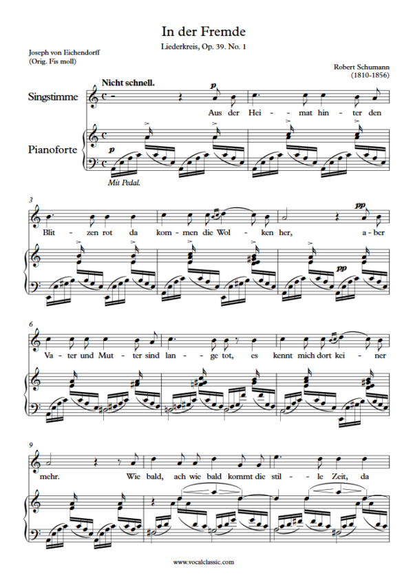 R. Schumann : In der Fremde (A minor Key) PDF Sheet music