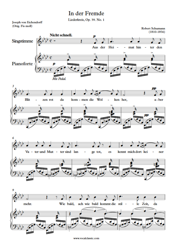 R. Schumann : In der Fremde (F minor Key) PDF Sheet music