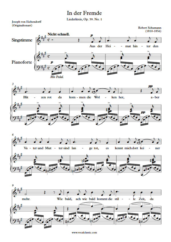 R. Schumann : In der Fremde (F sharp minor Key, Original) PDF Sheet music