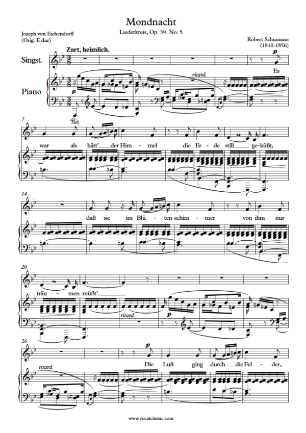 R. Schumann : Mondnacht (Bb Key) PDF Sheet music