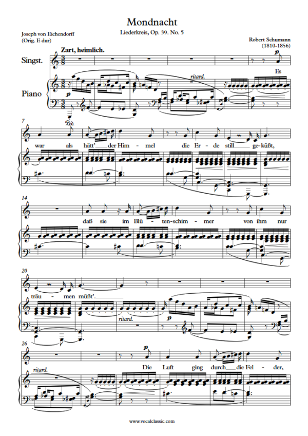 R. Schumann : Mondnacht (C Key) PDF Sheet music