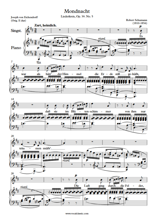 R. Schumann : Mondnacht (D Key) PDF Sheet music