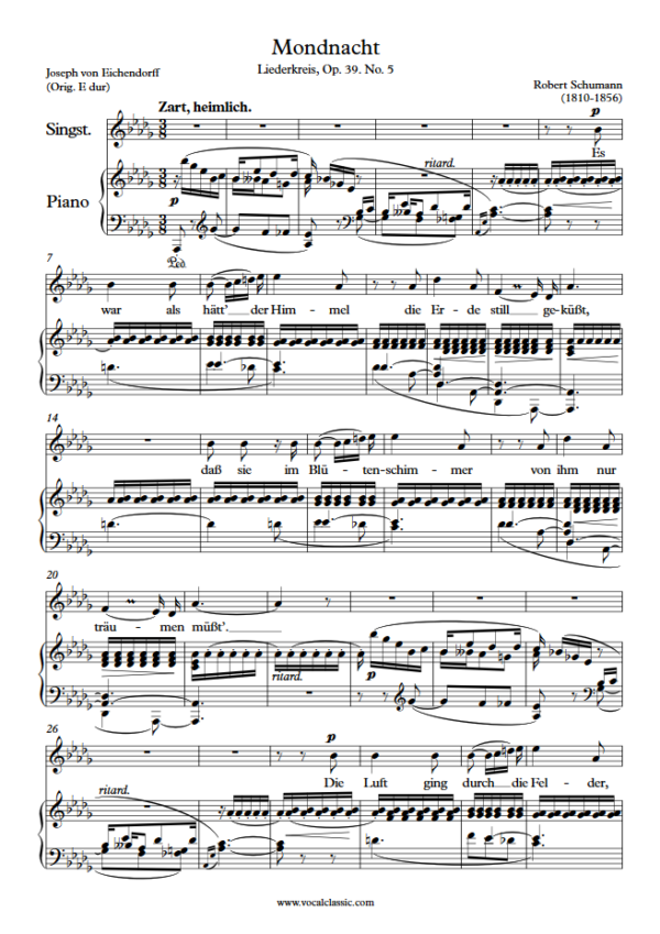 R. Schumann : Mondnacht (Db Key) PDF Sheet music