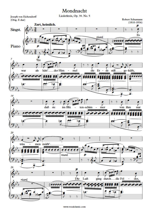 R. Schumann : Mondnacht (Eb Key) PDF Sheet music