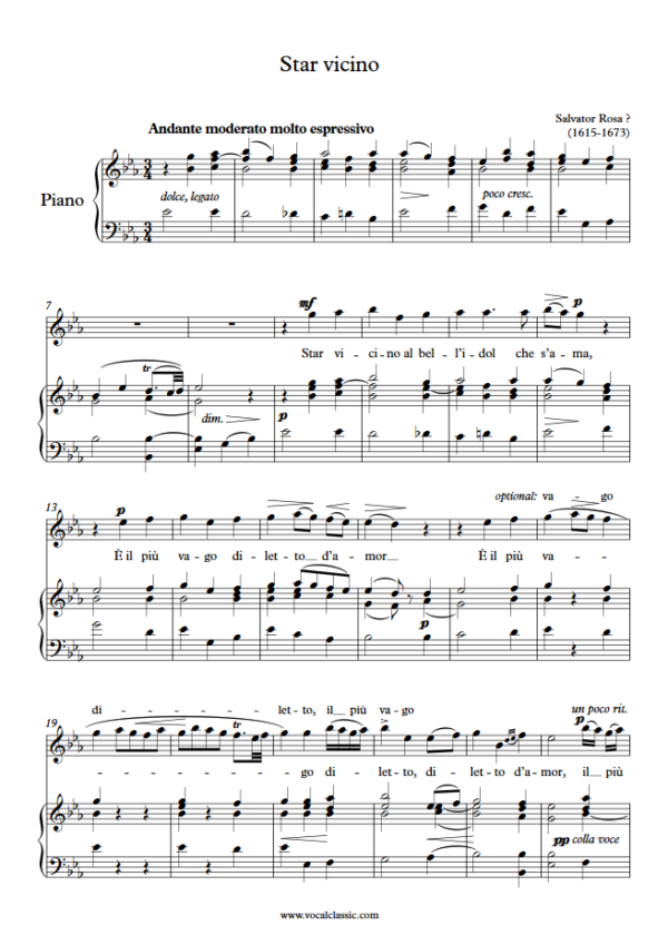 S. Rosa : Star vicino(Eb Key) PDF Sheet music