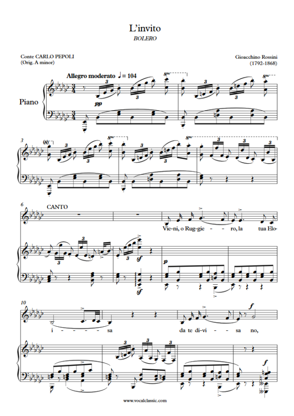 G. Rossini : L’invito (Eb minor Key) PDF Sheet music