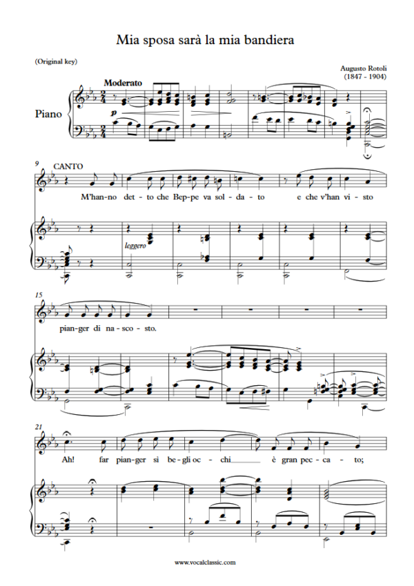 A. Rotoli : Mia sposa sarà la mia bandiera (C minor Key, Original) PDF Sheet music