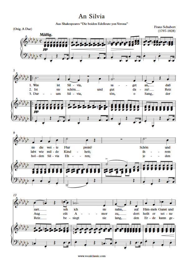 F. Schubert : An Silvia (Gb Key) PDF Sheet music