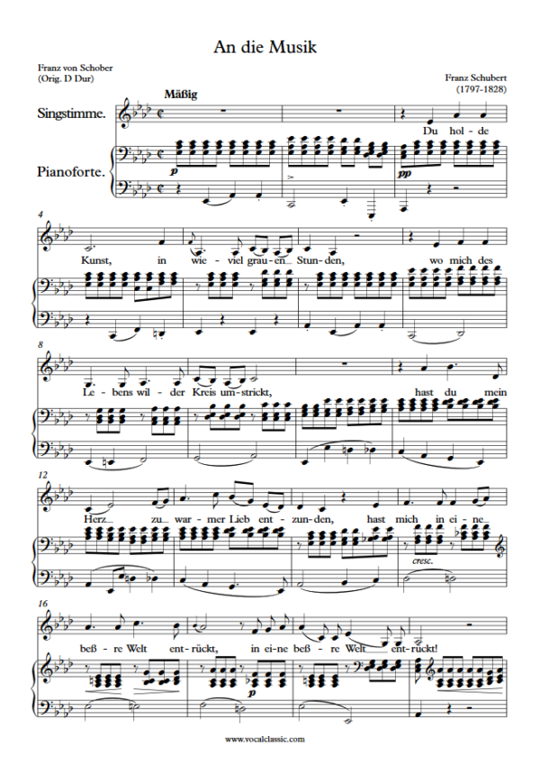 F. Schubert : An die Musik (Ab Key) PDF Sheet music