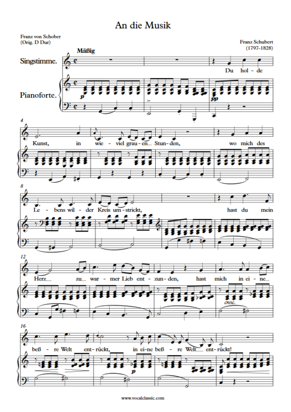 F. Schubert : An die Musik (C Key) PDF Sheet music