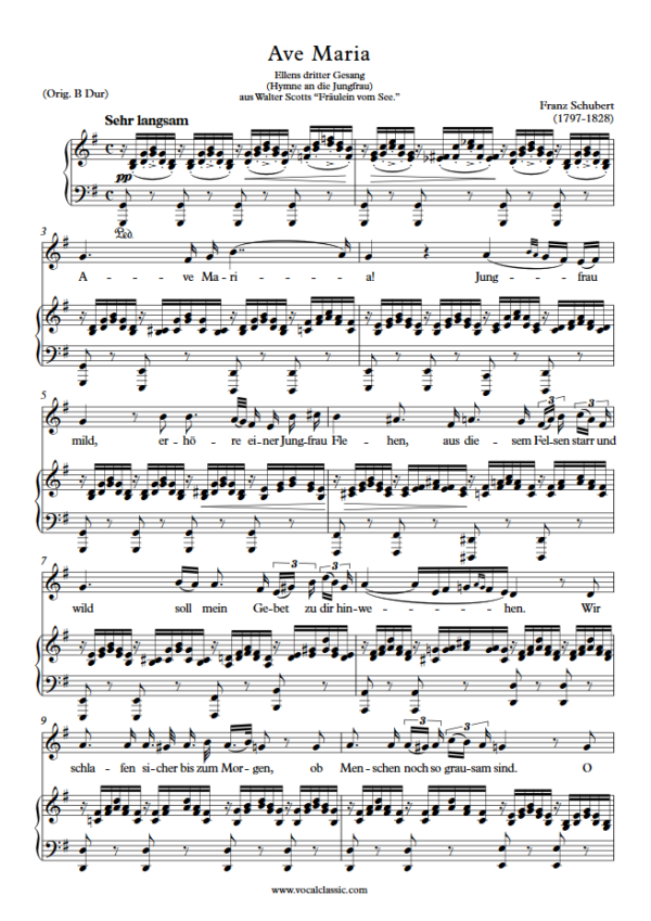 F. Schubert : Ave Maria (G Key) PDF Sheet music