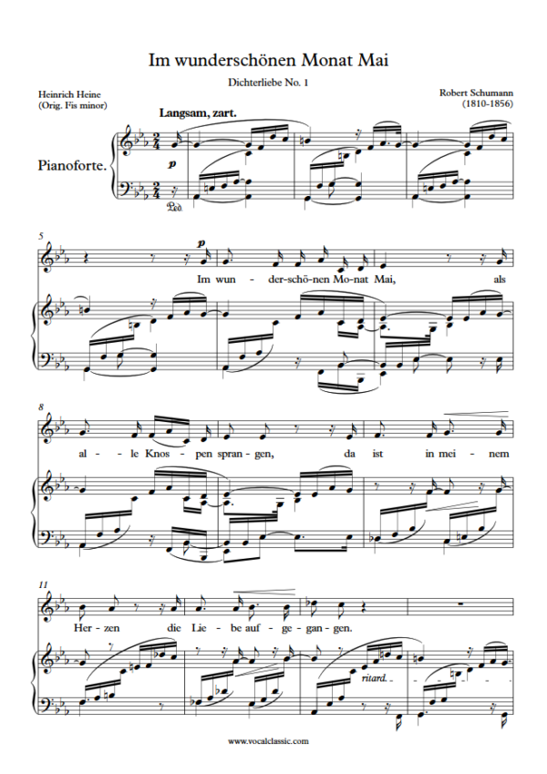 R. Schumann : Im wunderschönen Monat Mai (C minor Key) PDF Sheet music