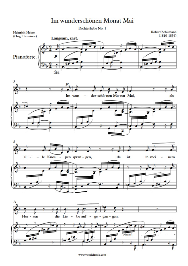 R. Schumann : Im wunderschönen Monat Mai (D minor Key) PDF Sheet music