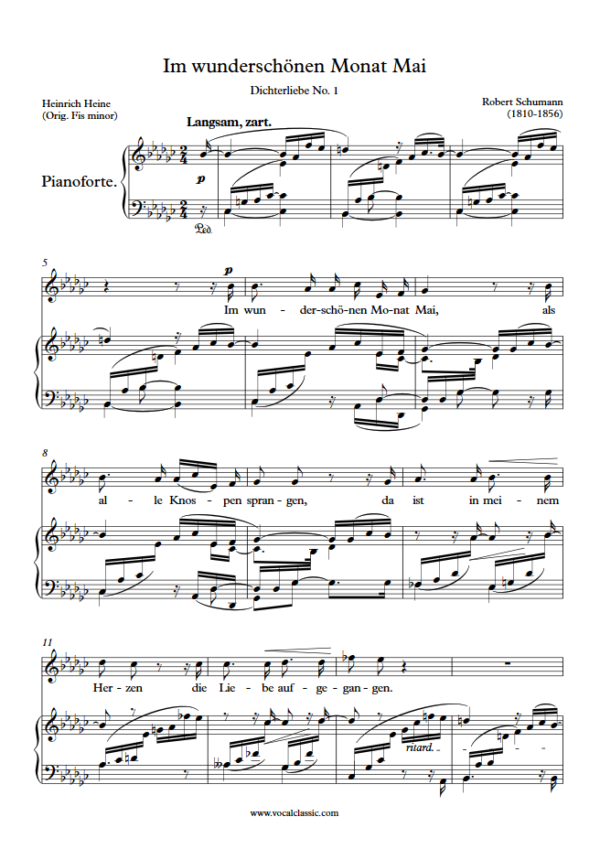 R. Schumann : Im wunderschönen Monat Mai (Eb minor Key) PDF Sheet music