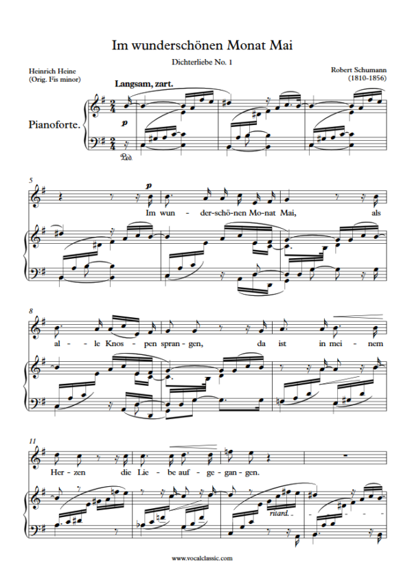 R. Schumann : Im wunderschönen Monat Mai (E minor Key) PDF Sheet music