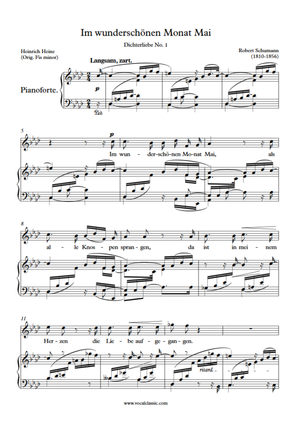 R. Schumann : Im wunderschönen Monat Mai (F minor Key) PDF Sheet music