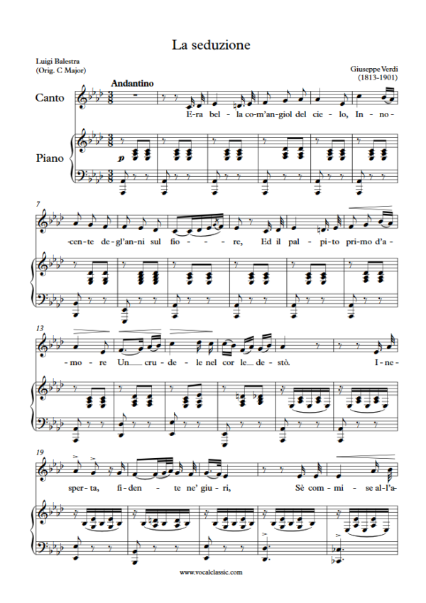 G. Verdi : La seduzione (Ab Key) PDF Sheet music