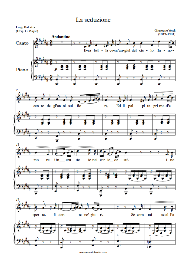 G. Verdi : La seduzione (B Key) PDF Sheet music