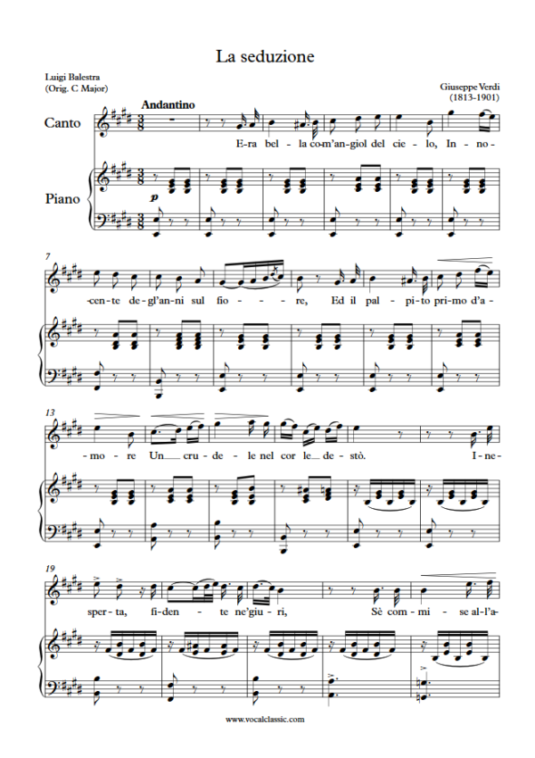 G. Verdi : La seduzione (E Key) PDF Sheet music