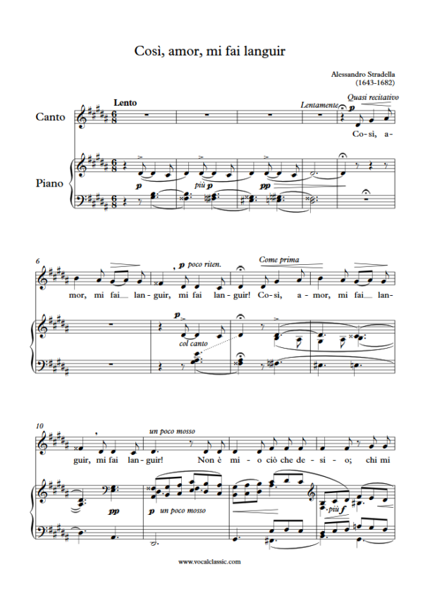 A. Stradella : Così, amor, mi fai languir (G sharp minor Key) PDF Sheet music